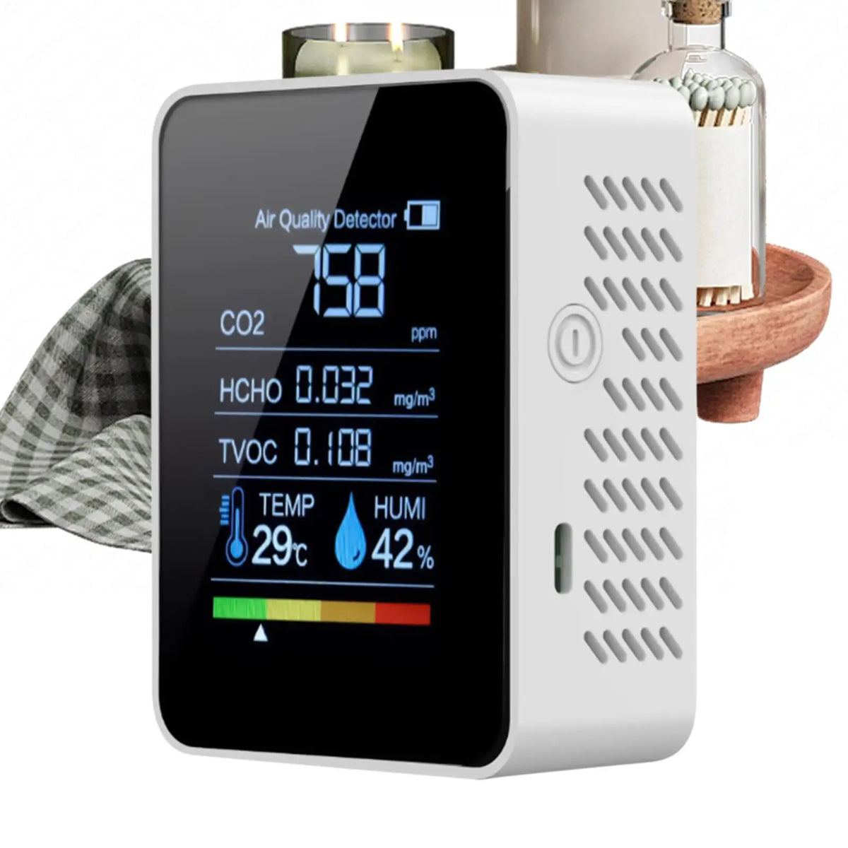 5-in-1 Digital Air Quality Monitor | CO2 TVOC HCHO Detector Air Quality Monitor QXL