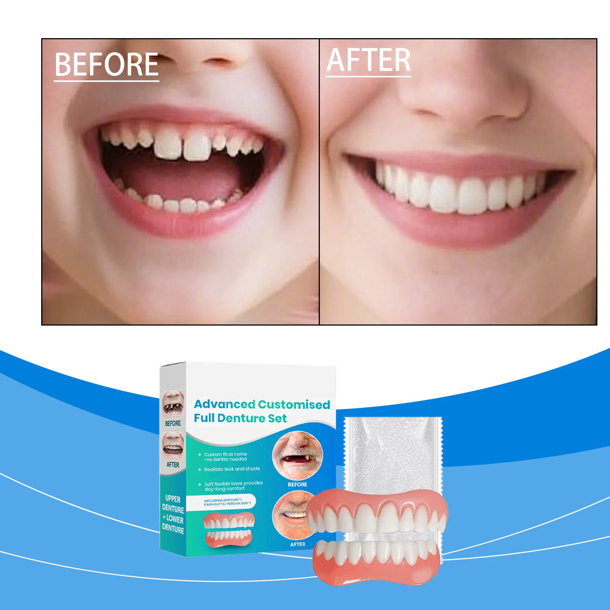 Adjustable Cosmetic Teeth Set | Smile Gap Cover Kit Cosmetic Denture Set QXL