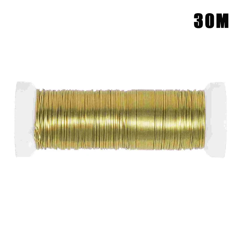 30M Florist Flower Stem Wire Roll | DIY Floral Craft Iron Wire Floral Craft Wire QXL Yellow