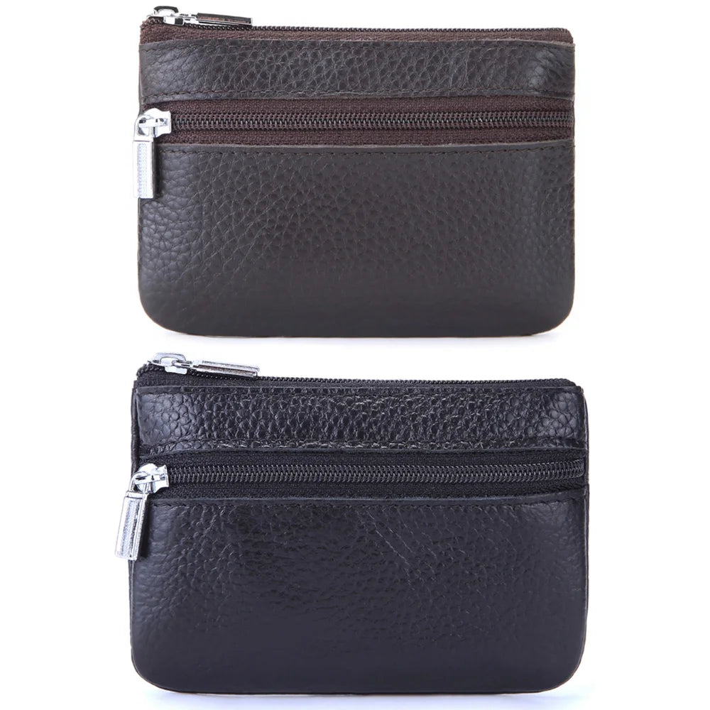 Men's Dual-Zip PU Leather Coin Purse with Card Slots Coin Purse Wallet QXL