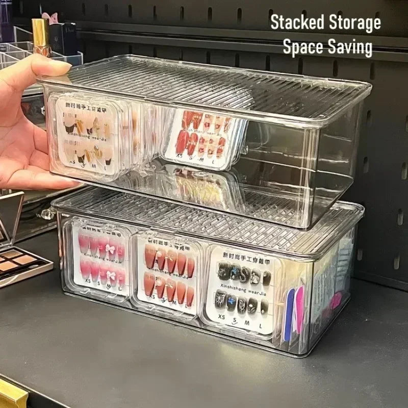 Clear Acrylic Press-On Nail Storage & Display Organizer Box Nail Storage Organizer QXL