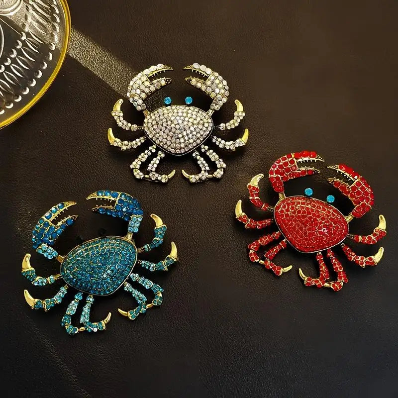 Rhinestone Crab Brooch Pin for Women | Animal Crystal Lapel Pin Brooch Pin QXL