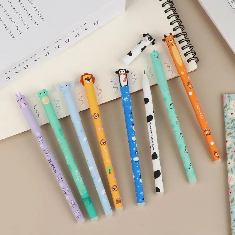 8-Pack Cartoon Animal Erasable Gel Pens | 0.5mm Colorful Ink Erasable Gel Pens QXL Default Title