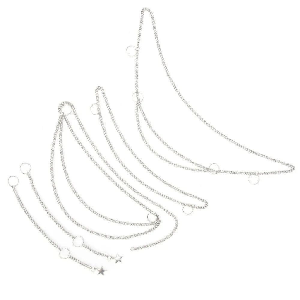 Silver Hair Braid Chains | Goth Punk Hanging Beads – 5-Piece Set Hair Braid Chains QXL