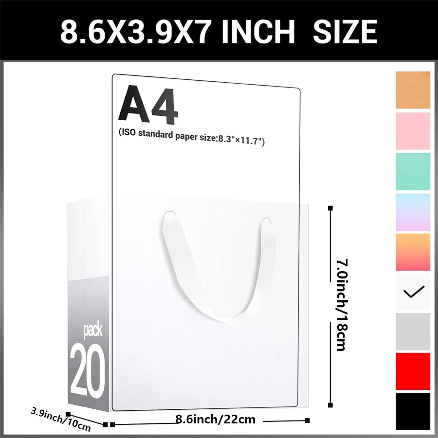 White Kraft Paper Gift Bags with Handles | 10 & 30-Pack Kraft Paper Gift Bags QXL