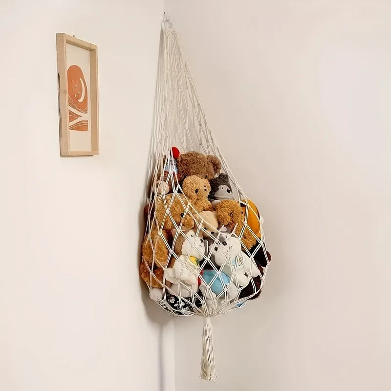 Large Stuffed Animal Hammock | Hanging Toy Storage Net Toy Storage Hammock QXL Beige