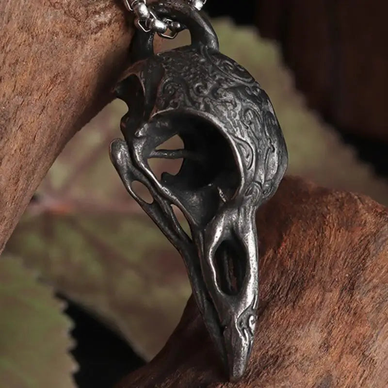 Nordic Crow Skull Pendant Necklace | Stainless Steel Gothic Pendant Necklace QXL