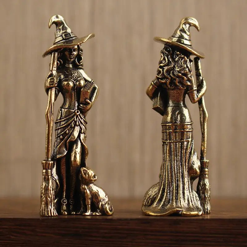 Magic Moon Witch Metal Figurine | Wizard Statue Home Decor Decorative Figurine QXL