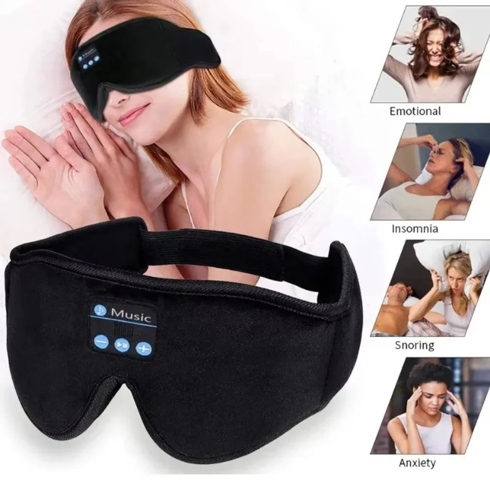 Bluetooth 5.0 Sleep Eye Mask Headphones | Soft Fleece Headband Bluetooth Sleep Headphones QXL