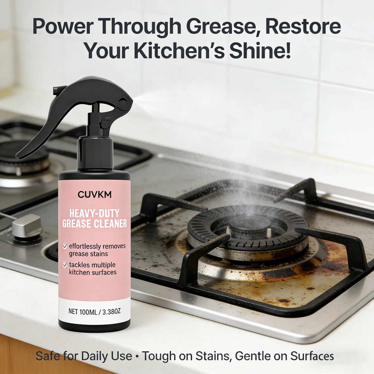 Heavy-Duty Kitchen Grease Cleaner | Fast-Acting Stain Remover Kitchen Degreaser Cleaner QXL