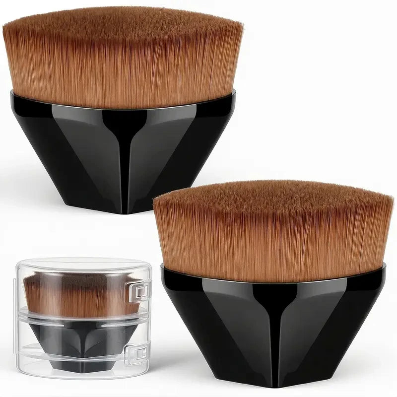 2-Pack Flat Top Foundation Brushes | Vegan Synthetic Bristles Foundation Brush Set QXL