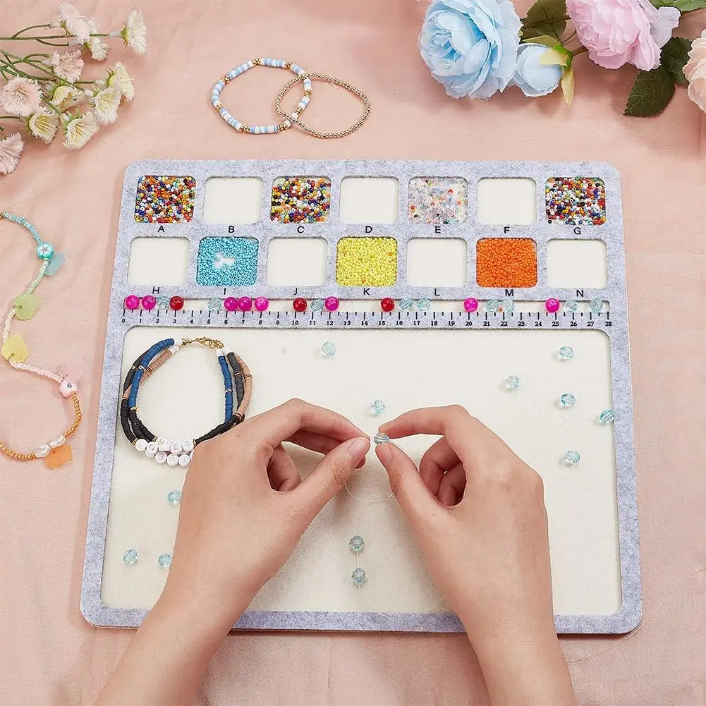 Square Felt Beading Mat Board | 30cm Grid Tray for Jewelry Crafts Beading Mat Board QXL