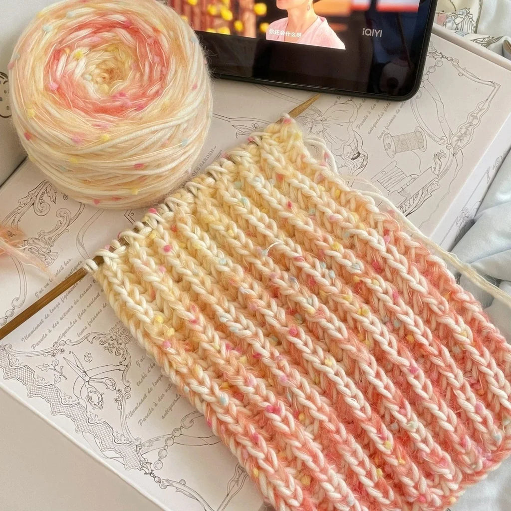 50g Gradient Rainbow Mohair Yarn Roll | DIY Knitting Thread Craft Knitting Yarn QXL