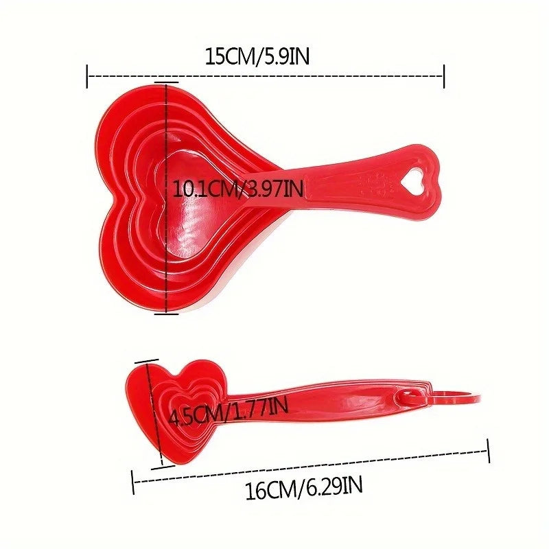 4-Piece Heart Shaped Measuring Cups & Spoon Set Measuring Cup Set QXL
