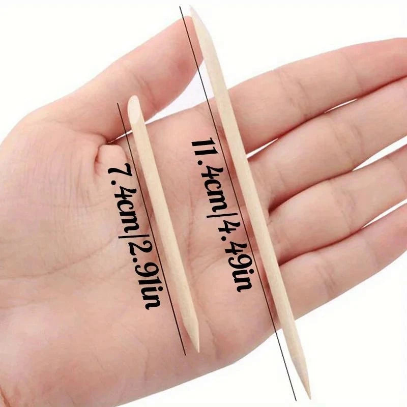 Orange Wood Cuticle Pusher Sticks | Nail Manicure & Gel Art Cuticle Pusher Sticks QXL