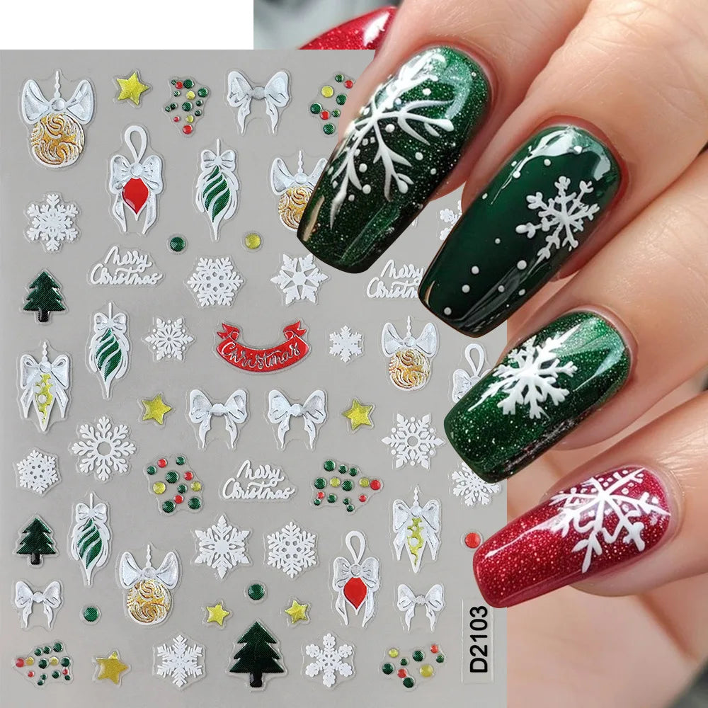 Christmas Cartoon Nail Art Stickers | DIY Self-Adhesive Decals Nail Art Stickers QXL