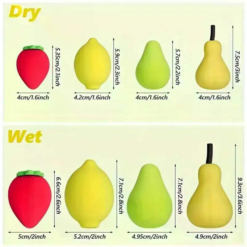 4-Pack Fruit Makeup Sponge Set | Foundation Concealer Puff Makeup Sponge Set QXL