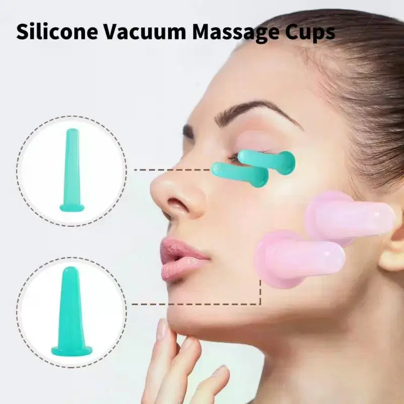 Silicone Facial Cupping Set – Vacuum Massage & Gua Sha Cups Facial Cupping Set QXL