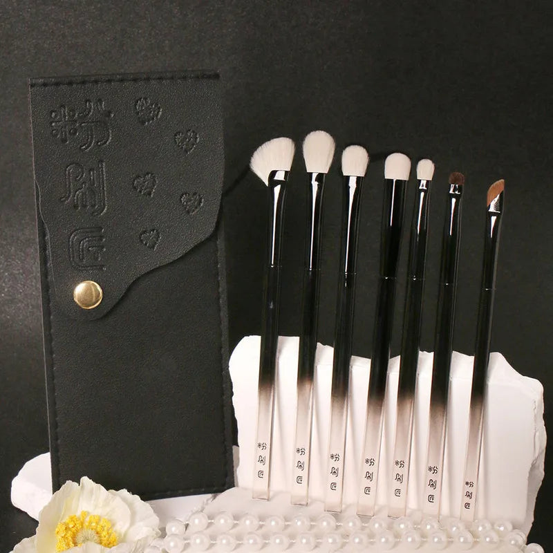 7-Piece Wool Eye Makeup Brush Set | Soft Goat Hair & Bag Eye Makeup Brush Set QXL