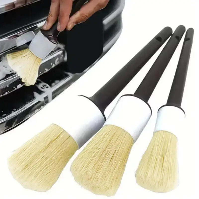 3-Pack Car Detail Brushes | Interior & Exterior Cleaning Set Car Detailing Brush Set QXL