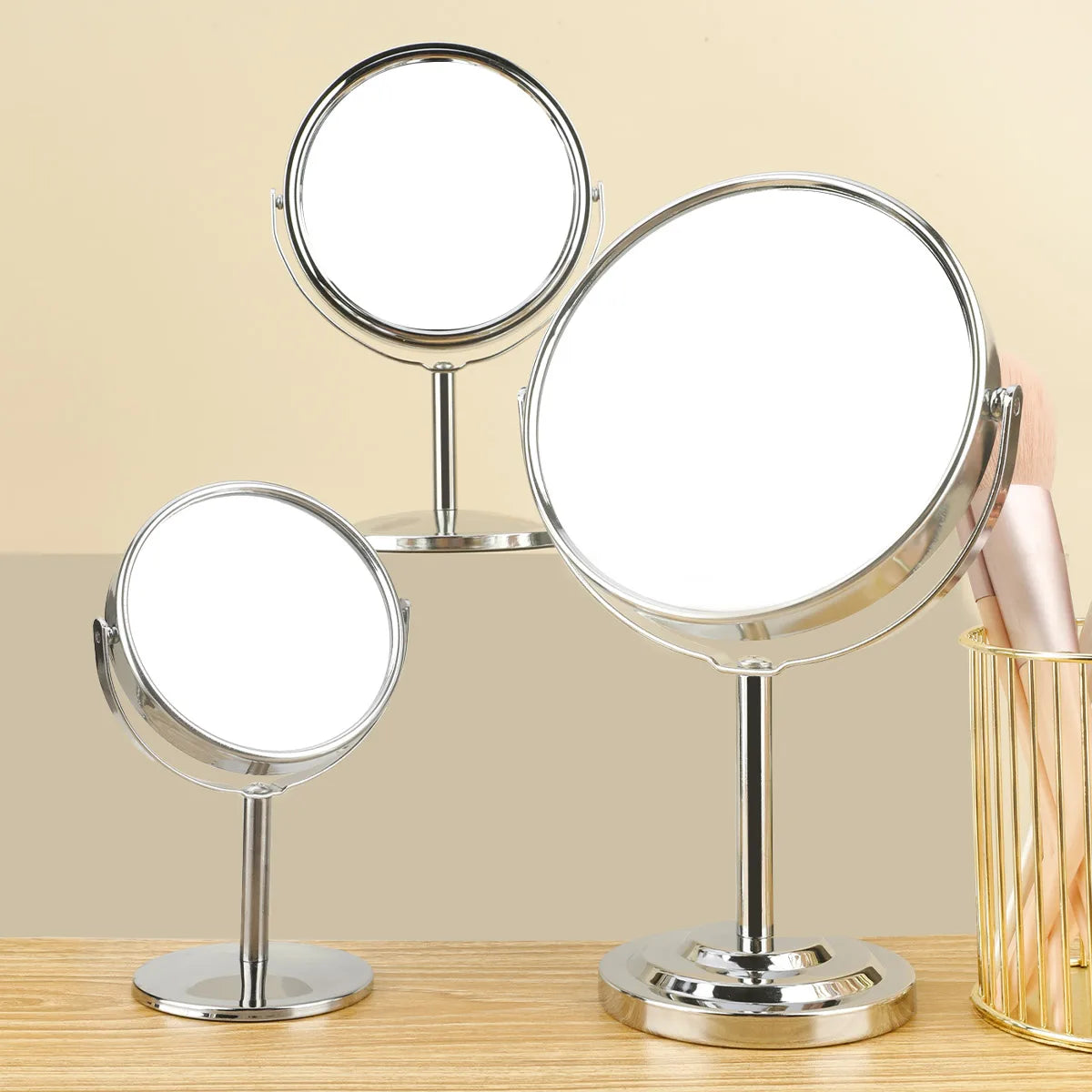 Double-Sided Vanity Mirror with 2X Magnification & Stand Vanity Makeup Mirror QXL
