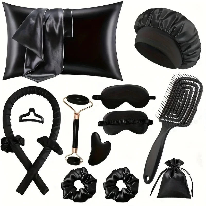 Heatless Silk Curler Kit with Sleep Mask & Shower Cap Heatless Hair Curler Kit QXL