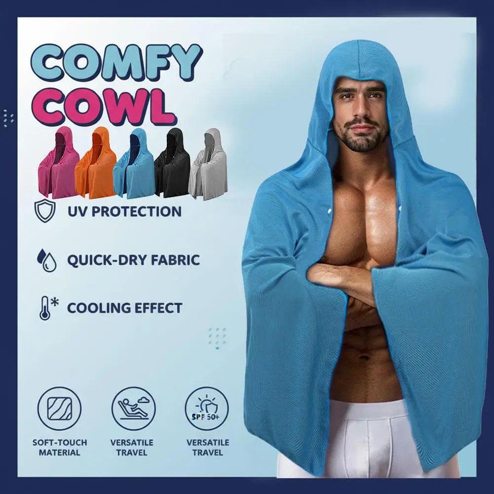 Hooded Cooling Poncho | UV Protection Beach & Outdoor Wrap Cooling Hooded Poncho QXL
