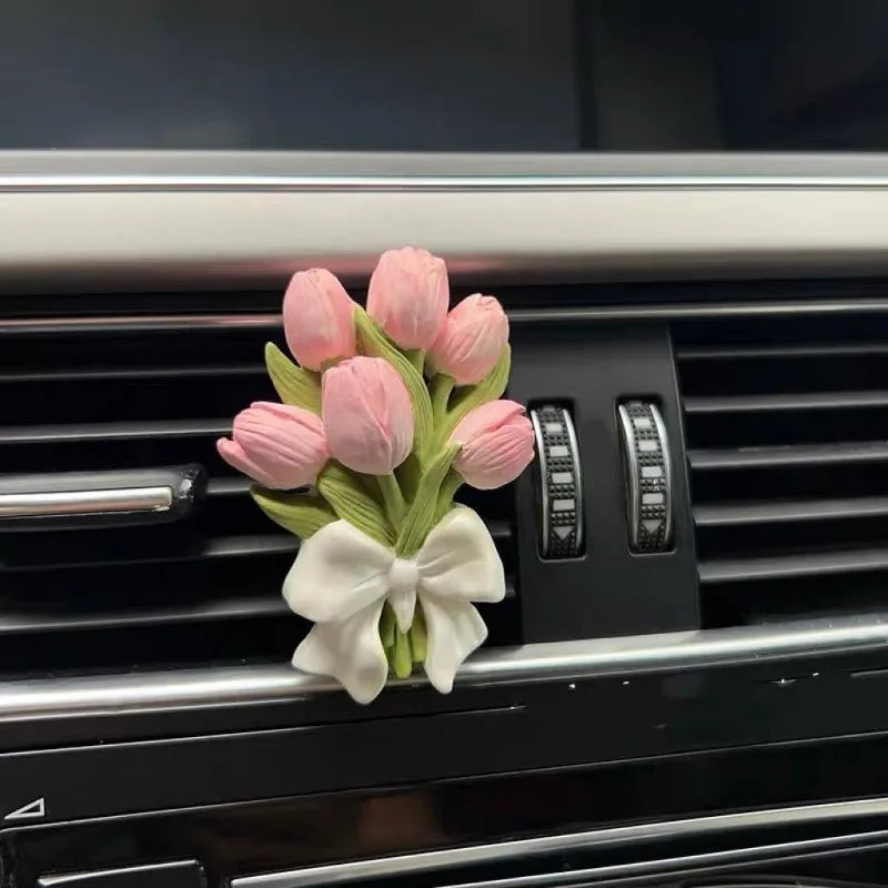 Gypsum Flower Car Vent Diffuser Clip | Hydrangea & Tulip Car Vent Diffuser Clip QXL