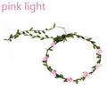 Bridal Flower Crown Garland Headband | Bohemian Wedding Flower Crown Headband QXL pink light