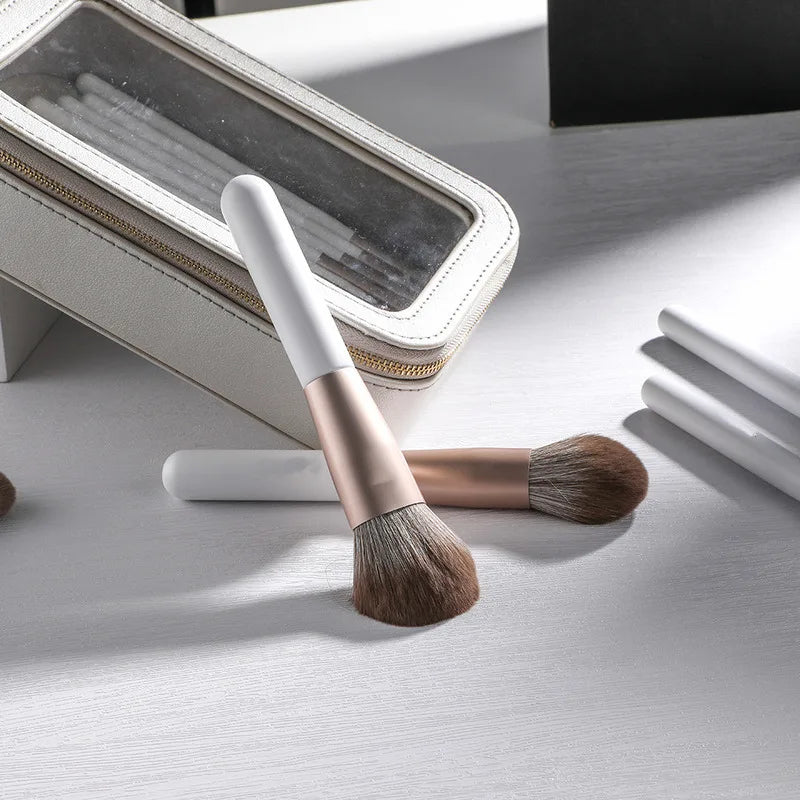 18-Piece Pearlescent White Makeup Brush Set | Soft Nylon Bristles Makeup Brush Set QXL