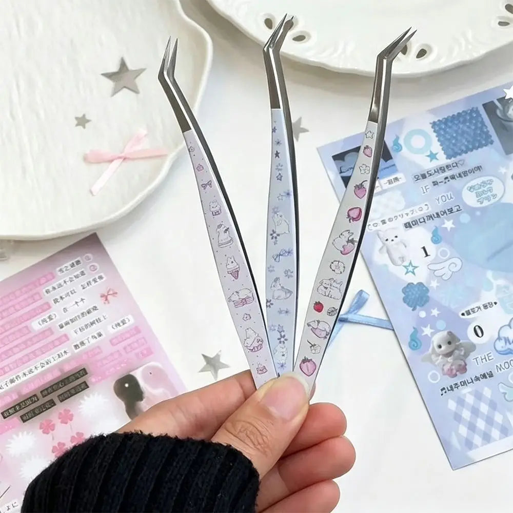 Cartoon Stainless Steel False Eyelash Tweezers | Anti-Static Eyelash Tweezers QXL