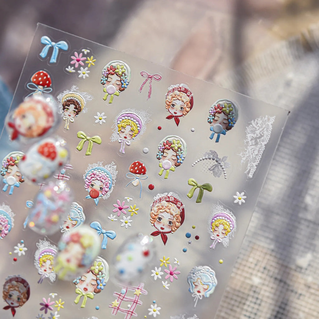 5D Retro Lolita Nail Stickers – Fairy Tale Nail Art Decals Nail Art Stickers QXL