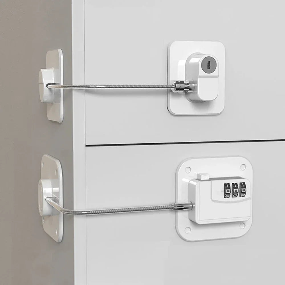 Child Safety Cabinet & Fridge Door Lock | Stainless Steel Cable Child Safety Lock QXL