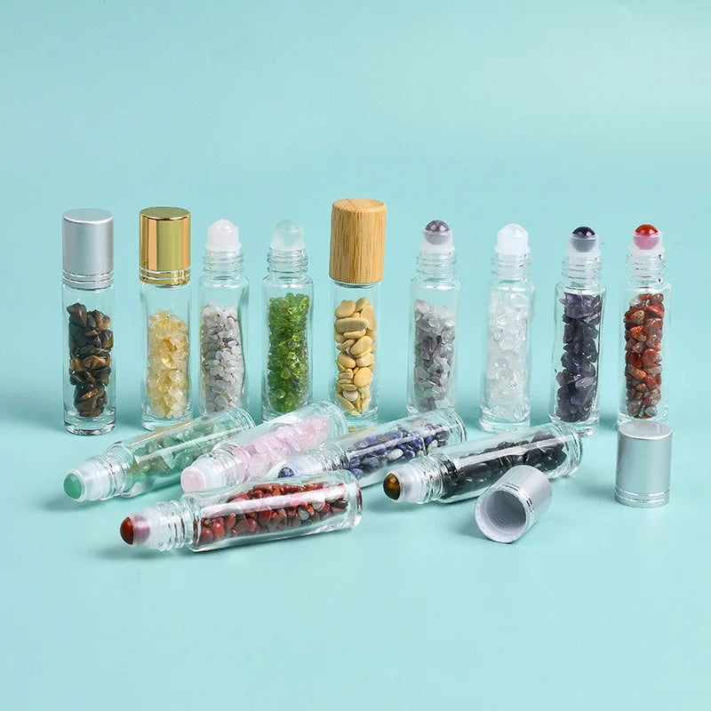 10ml Glass Roller Bottle | Pink Gemstone Rollerball Essential Oil Essential Oil Roller Bottle QXL