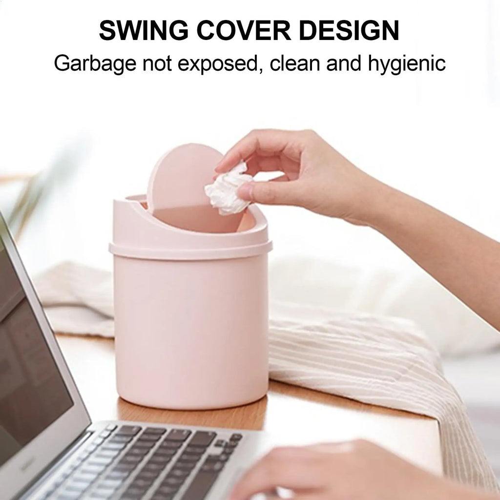 Mini Desktop Trash Can with Flip Lid | Portable Wastebasket Desktop Trash Can QXL
