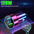 6-in-1 QC3.0 & PD Car Charger with Digital Voltage Display USB Car Charger QXL 120w Volt display