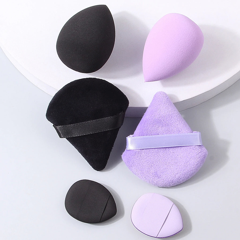 6-Piece Soft Sponge Makeup Powder Puff Set | Fan & Mini Puffs Makeup Powder Puff Set QXL