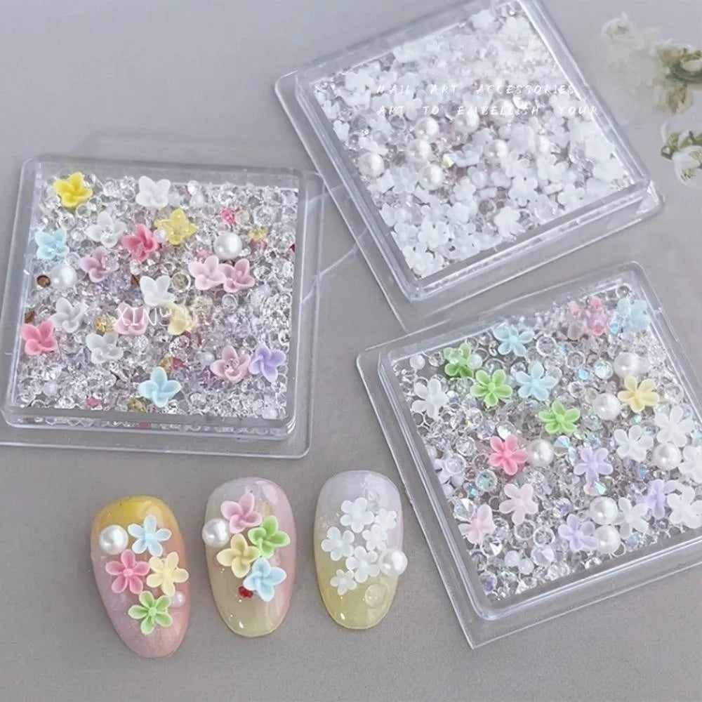 Floral Pearl Nail Art Charms | DIY Manicure Decoration Box Nail Art Charms QXL