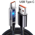 240W USB-C Fast Charging Cable with LED Display | Nylon Braid USB-C Charging Cable QXL black 1.5m