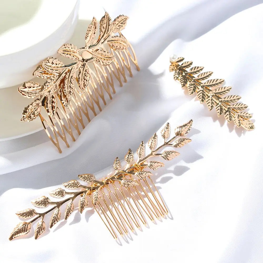 Golden Leaf Bridal Hair Crown & Headband | Wedding Hair Jewelry Bridal Hair Crown QXL