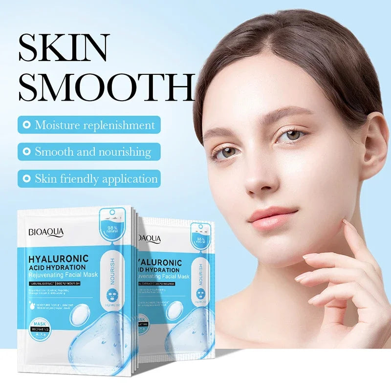 BIOAQUA Hyaluronic Acid Sheet Masks 10-Pack | Moisturising Hydrating Sheet Mask QXL