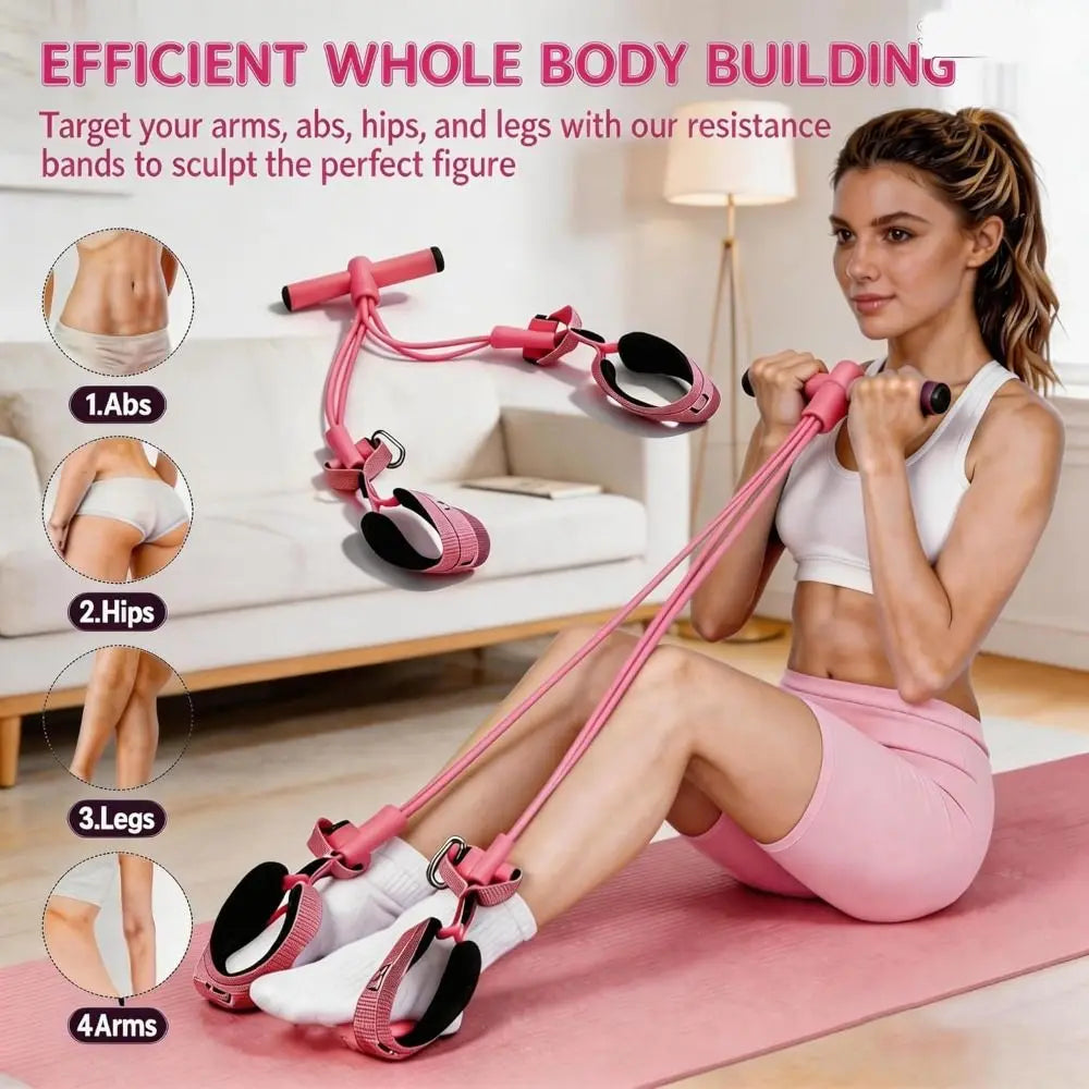 Resistance Band Set with Foot Pedals | AB & Full-Body Workout Resistance Band Set QXL