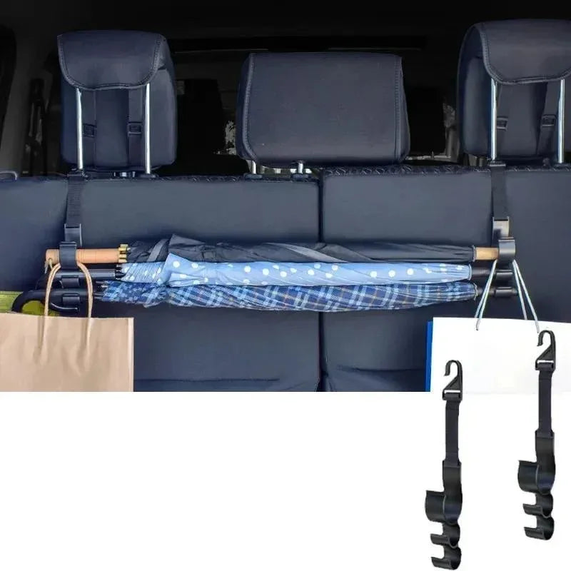 2-Pack Adjustable Car Seat Back Hooks – Bag & Umbrella Hanger Car Seat Hook QXL