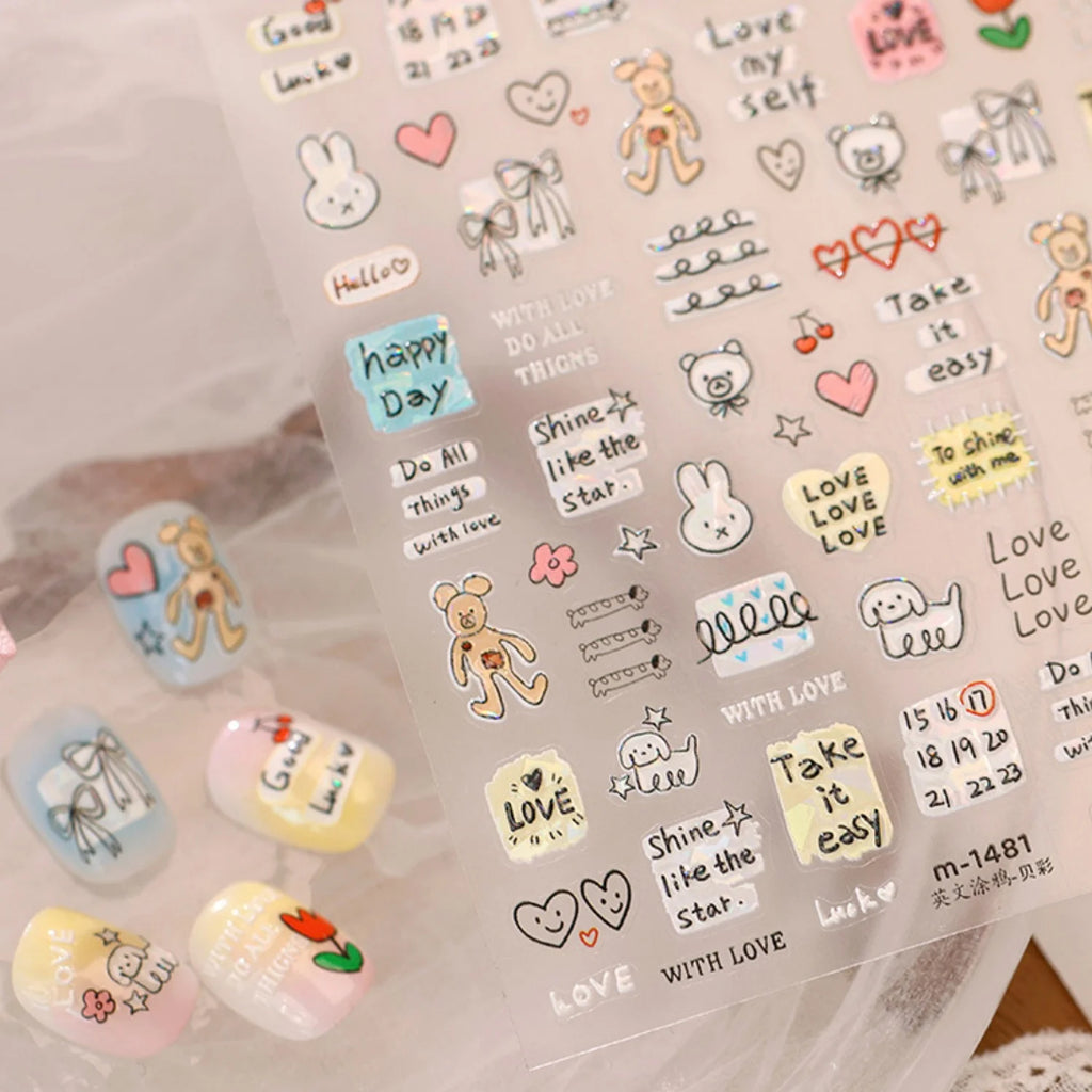 5D Nail Stickers – Animals, Flowers, Hearts & Bows | DIY Nail Art Stickers QXL