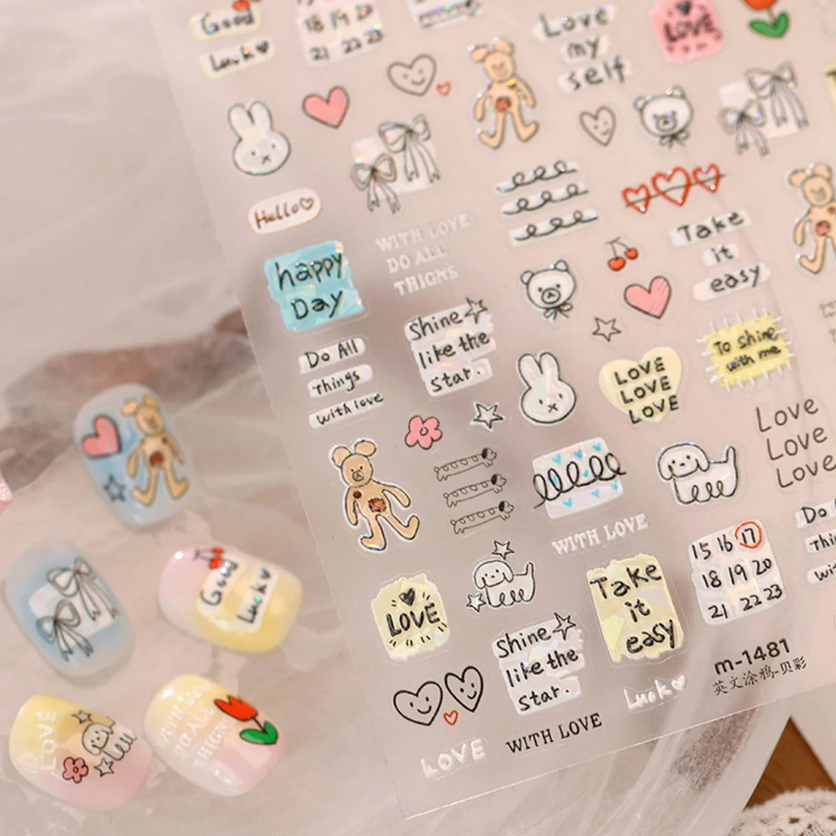 5D Nail Stickers – Animals, Flowers, Hearts & Bows | DIY Nail Art Stickers QXL