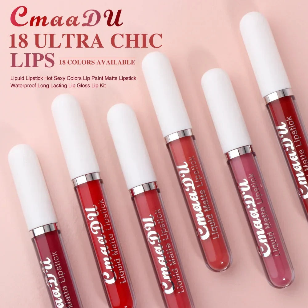3-Pack Matte Velvet Liquid Lipstick | Nude, Brown & Dark Red Liquid Lipstick Set QXL