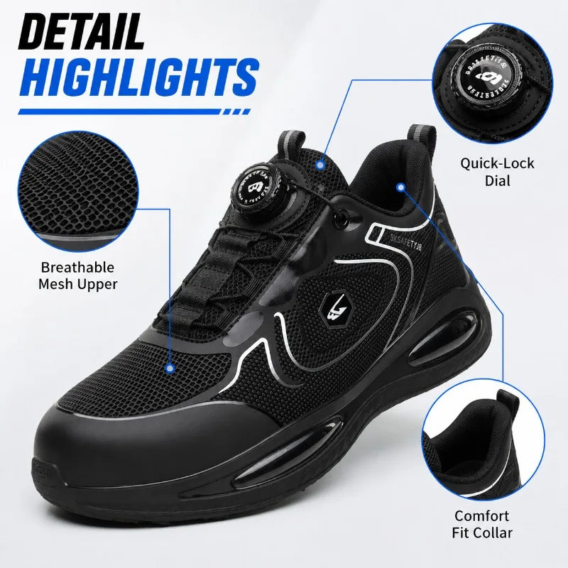 Men's Steel Toe Safety Work Sneakers | Quick-Dial Lightweight Safety Work Shoes QXL