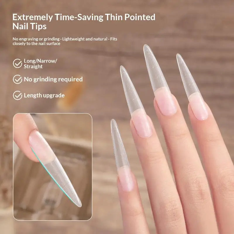 238-Pc Clear Stiletto Nail Tips | Long False Nail Extensions False Nail Tips QXL