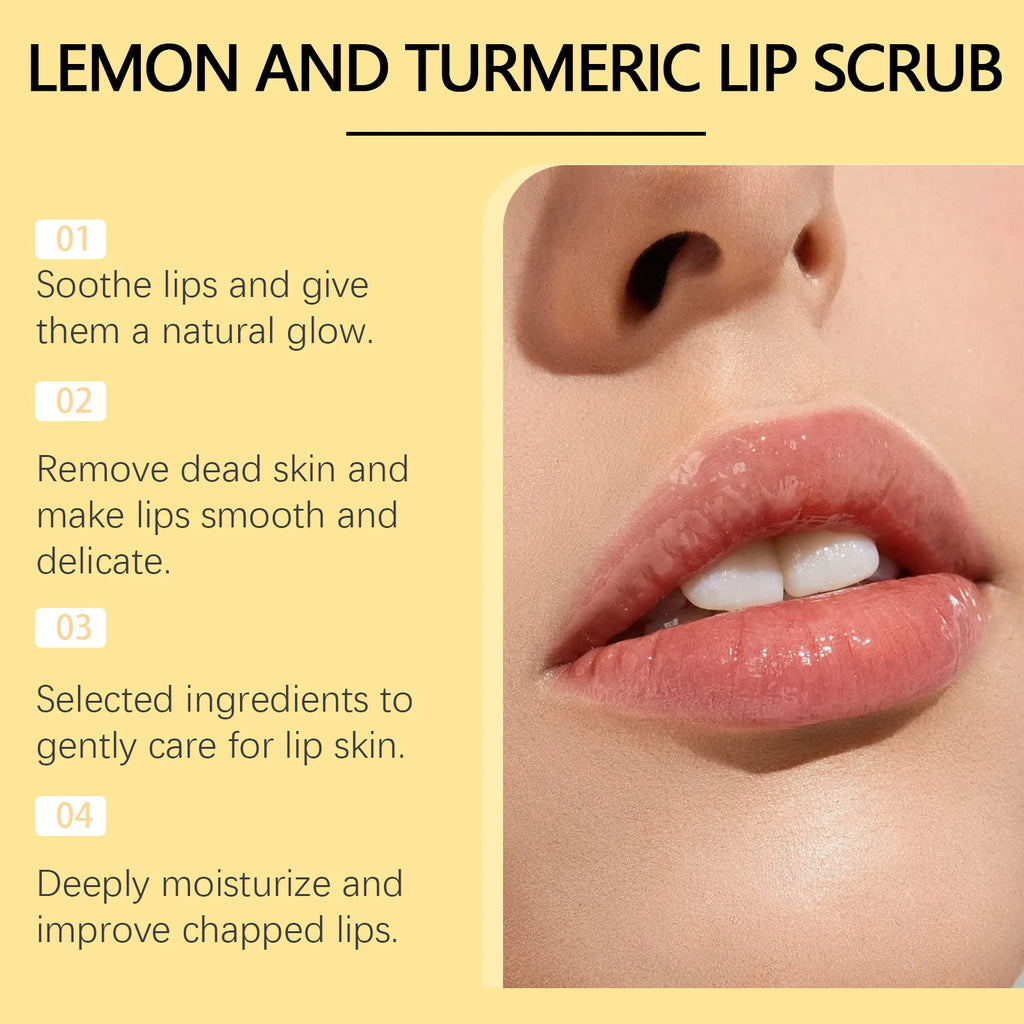 OUHOE Turmeric Lemon Lip Scrub – Exfoliate & Hydrate 30g Lip Exfoliating Scrub QXL