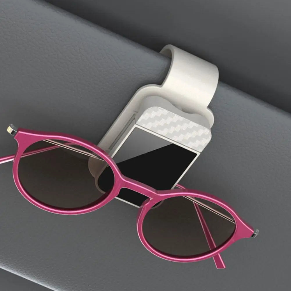 Car Sun Visor Glasses Holder Clip | Carbon Fiber Style Car Visor Glasses Clip QXL B
